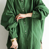 Stand Collar Drop Shoulder Linen Tunic - 6 Colors Available