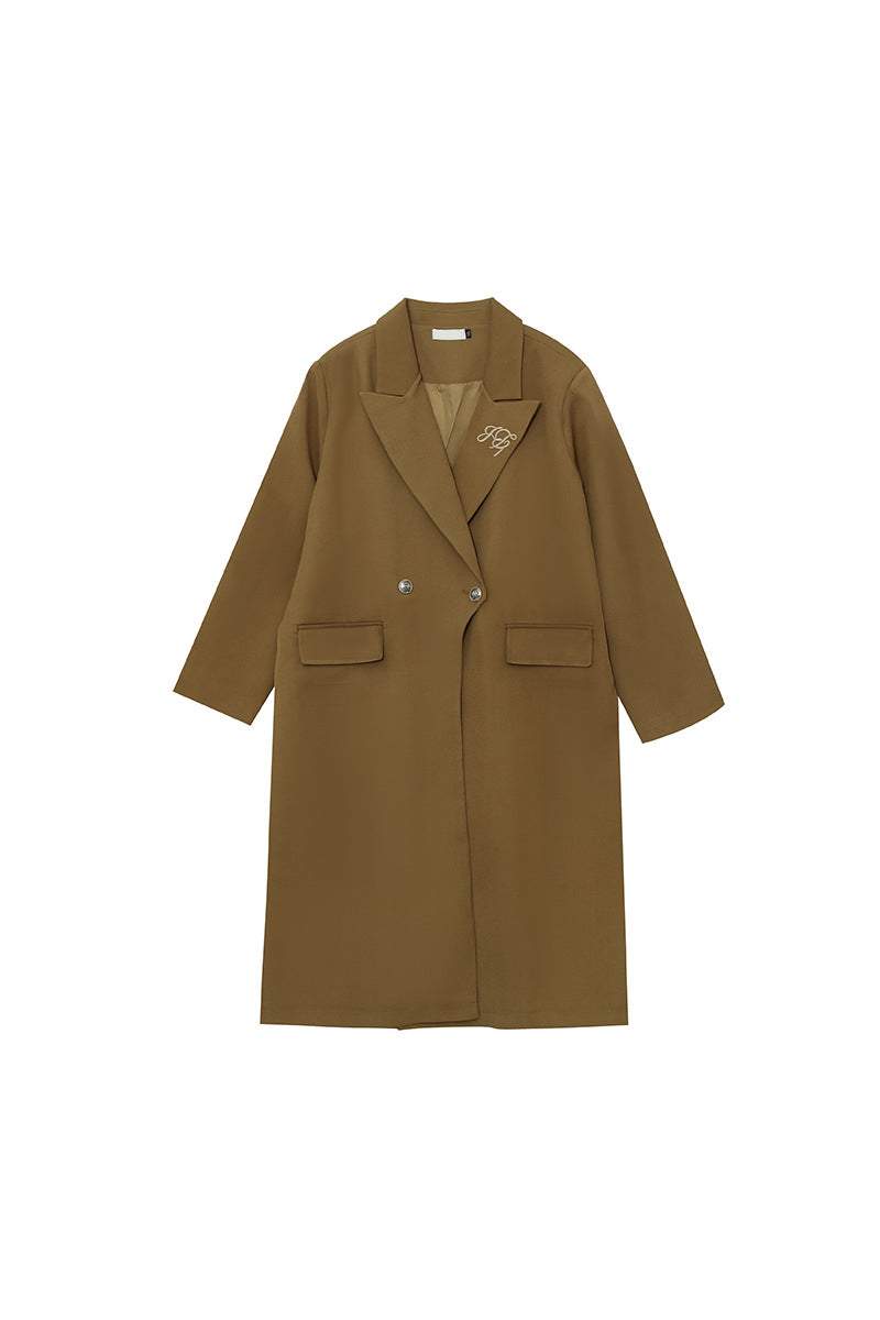 クラシックダブルブレストロングコート　裏地付　4色入 - liwisi
