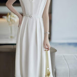 Skipper Collar Buckle Belted Flare Dress with Lining - 2 Colors Available
