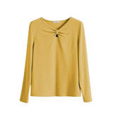 Front Ribbon Cut-Out Design Long Sleeve T-Shirt - 4 Colors Available