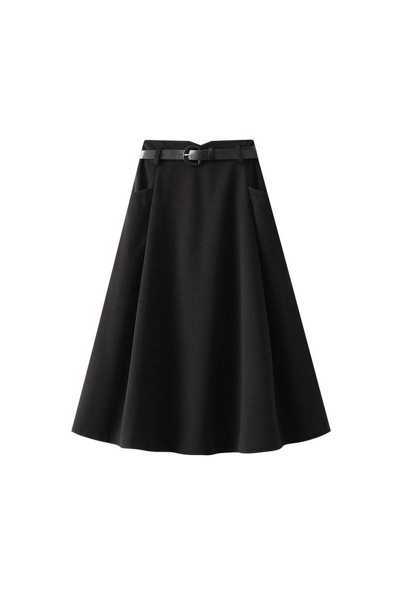 シンプルロングベルテッドスカート　2色入 - liwisi