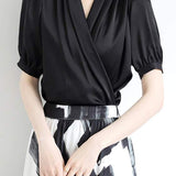 Surplice Neck Tuck-In Elegant Blouse - 4 Colors Available