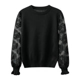 フラワーレース切替ニットTシャツ　2色入 - liwisi