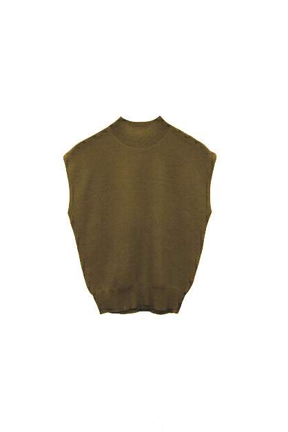ボトルネックフレンチスリーブシンプルニット　4色入 - liwisi