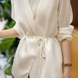 Shawl Collar Tie Belted Tailored Jacket - 3 Colors Available
