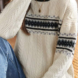Round-neck long-sleeved twisted-knit inner top