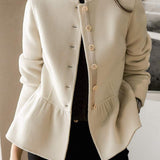 Nail Color Gathered Eco Cashmere Coat with Lining