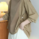 Round Neck Side Drawstring Sweatshirt - 3 Colors Available