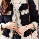 Stand Collar Glitter Decor Jacket with Lining