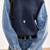 Fashion Denim Patchwork Hoodie