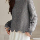 Fashionable Floral Hollow Out Knit Sweater