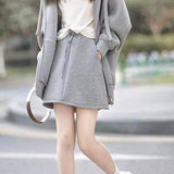 Two-Piece Set: Casual Hooded Zip-Up Jacket + Casual Side Pocket Skirt - 2 Colors Available