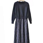 ニットドッキング異色ロングフレアワンピース　6色入 - liwisi