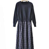 ニットドッキング異色ロングフレアワンピース　6色入 - liwisi