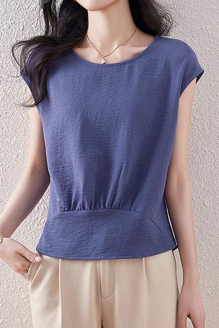 フレンチスリーブフロントギャザーブラウス　7色入 - liwisi