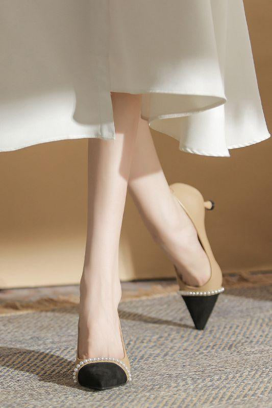 Pearl-pointed mid-heel high heels - liwisi
