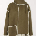 Elegant Woolen Coat with Bonus Scarf - liwisi