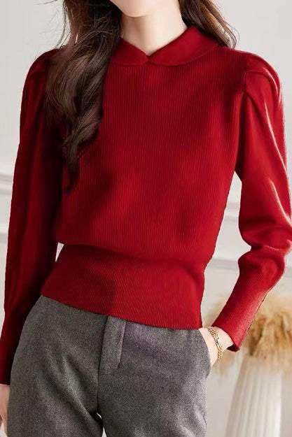 Fashionable doll-collar knitted sweater - liwisi