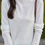 Half turtleneck solid-color base layer shirt with hidden patterns