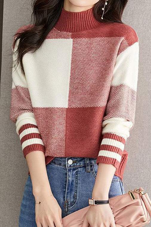 Bottle Neck Drop Shoulder Bi-Color Knit - 3 Colors Available - liwisi