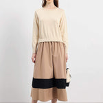 ニットドッキング異色ロングフレアワンピース　6色入 - liwisi