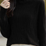 Simple Plain Long Sleeve Round Neck Ruffled Inner Knit - 8 Colors Available