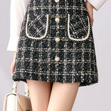 Elegant tweed hip skirt