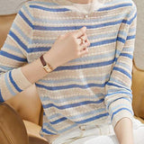 Round Neck Striped Knit Sweater