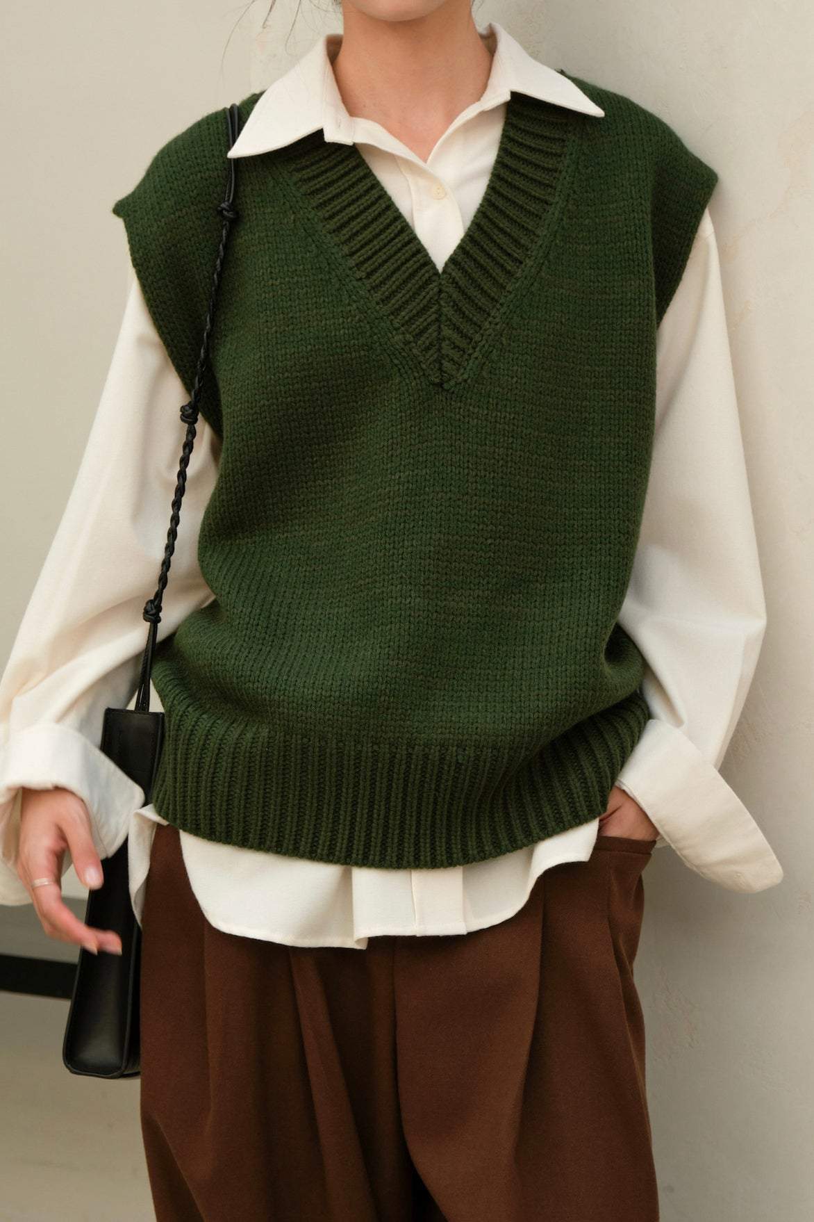フレンチスリーブ緩やかニットベスト　2色入 - liwisi