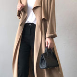 Plain Long Vintage Loose Drop Shoulder Trench Coat - 2 Colors Available