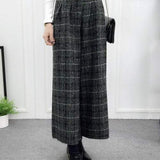 High-Waisted Casual Wool Wide-Leg Trousers