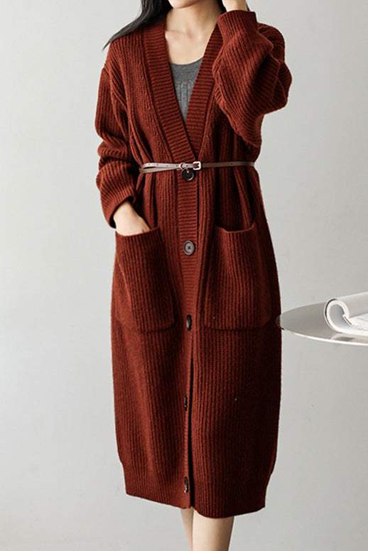 Casual Heavyweight Long Knit Jacket - liwisi