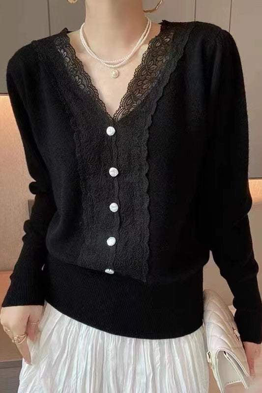 Elegant Lace Patchwork Knitwear in 2 Colors - liwisi