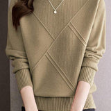 Bottle Neck Casual Jacquard Knit - 4 Colors Available
