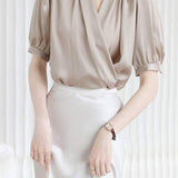 Surplice Neck Tuck-In Elegant Blouse - 4 Colors Available