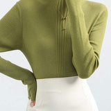 Elegant Ruffle Trim Knit Sweater