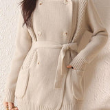 Eco Boa Cardigan with Belted Collar and Double Breasted Design