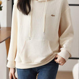 Drop Shoulder Hoodie with Logo Decoration