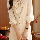 Elegant Bow Elegant Temperament Knitted Dress