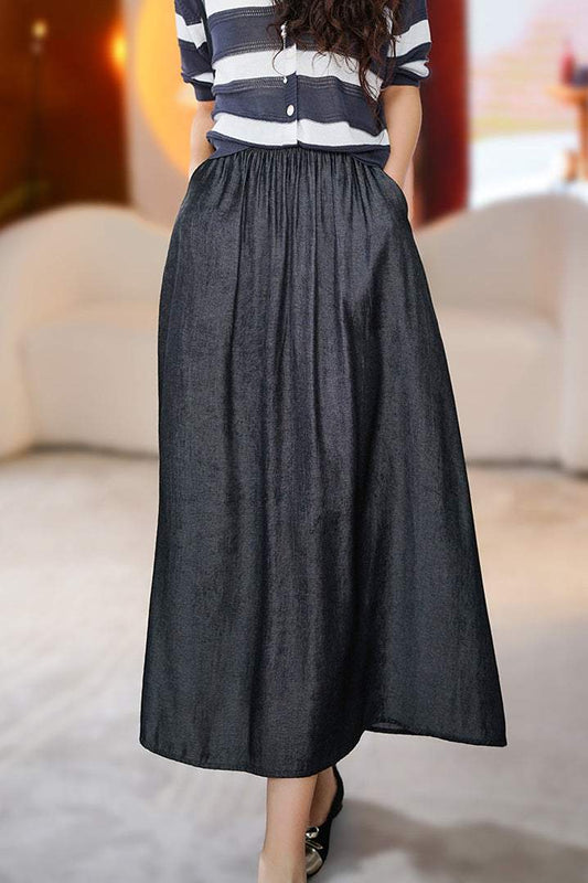 Aラインサイドポケットロングスカート　3色入 - liwisi