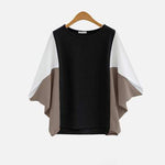 ラウンドネックドルマンスリーブ配色Tシャツ　3色入 - liwisi