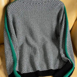 Contrast-color high-neck knitted sweater