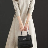 Off Neck Drawstring Flare Knit Dress - 3 Colors Available - liwisi