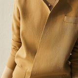 Skipper Collar Double Button Long Sleeve Top + Side Pocket Long Slacks + Back Slit Simple Long Skirt