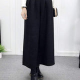 High-Waisted Casual Wool Wide-Leg Trousers