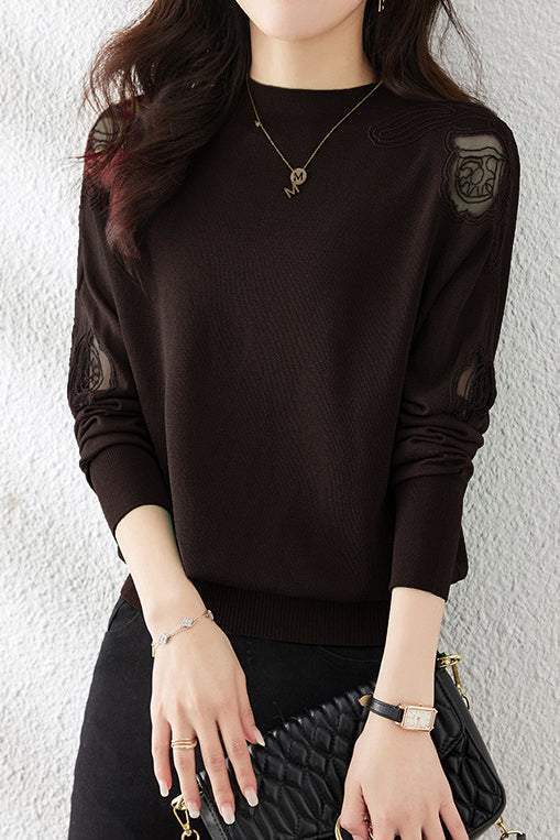 Half High Neck Ice Silk Knit Top - liwisi