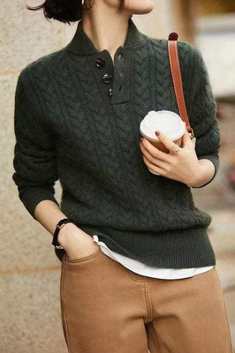 Casual Minimalist Jacquard Knit Sweater - liwisi