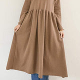 Round Neck Simple Long Maxi Flare Dress - 5 Colors Available