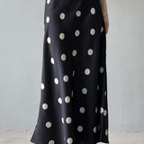 Dot Pattern Maxi Flare Satin Skirt