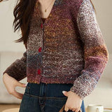 Colorful Faux-Mohair Knit Cardigan